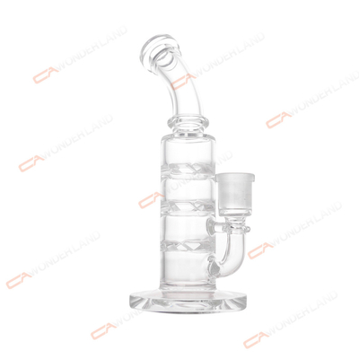 14F Joint Smoking Glass Bong 12.5 In Transparent 3 Layers Turpbine Perc For Tobacco