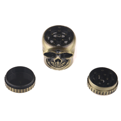3 Layers Metal Zinc Alloy Herbal Spice Crusher Punk Skull Style For Tobacco