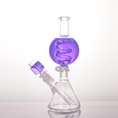9″ Freezable Glycerin Coil Glass Beaker Bong Ball Shape Multiple Colors