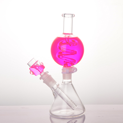9″ Freezable Glycerin Coil Glass Beaker Bong Ball Shape Multiple Colors