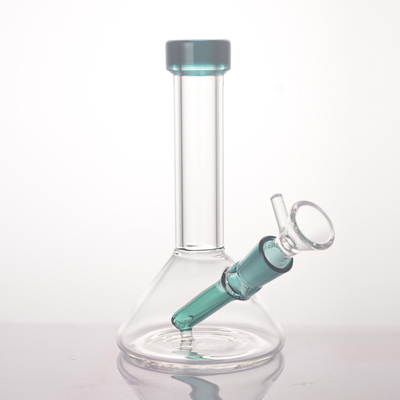 6.5 Inches Integrated Downstem Glass Beaker Bong Small With Glass Bowl