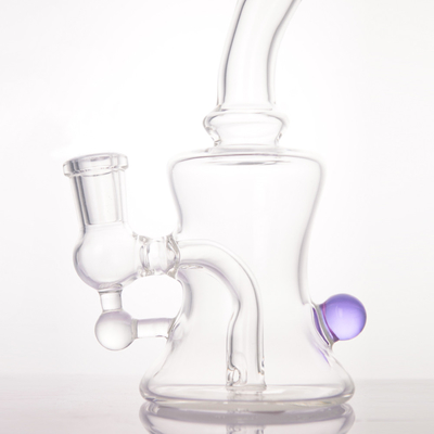 2.5" Base Transparent Glass Dab Rig , Double Dab Rig Colored Lip 5mm Thick