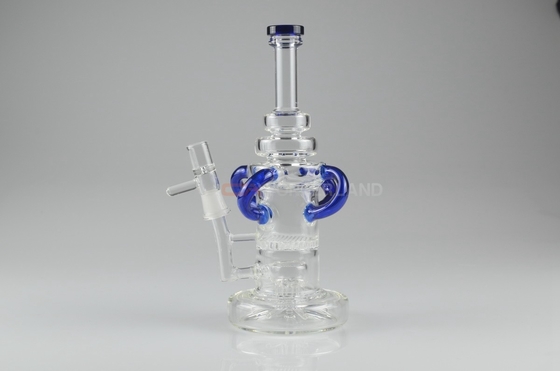 14mm Male Joint All Directions Glass Dab Rig Straight Tube Cobalt Blue