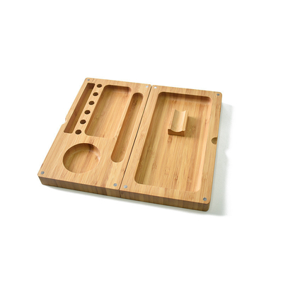 130*120mm Antiskid Tobacco Wooden Rolling Tray Multi Purpose With Lid