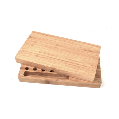 130*120mm Antiskid Tobacco Wooden Rolling Tray Multi Purpose With Lid