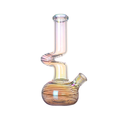 18mm Female Curved Tube Bubbler Glass Bong Water Pipe Rainbow Color