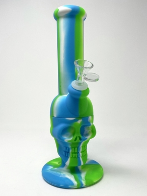 Skull Design Silicone Water Bong 11 Inches Height Various Colors