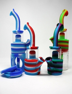 Hybrid Glass Portable Silicone Bong With 14Mm Glass Bowl Converter