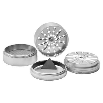 Metal  Manual Herb Grinder 63mm 4 Layers With Acrylic Baluster Body Design