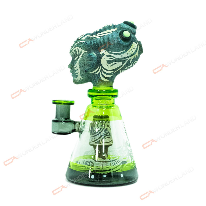 Encave Indian Style Smoking Glass Bong Totem Encaved 3D Head Glass Dab Rig