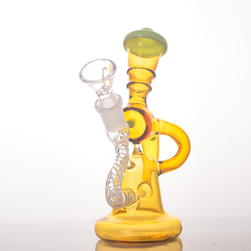 Glass Dab Rig 7 " Telescope Mix Clear Color Inline Perc Glass Bong Recycler Dab Rig