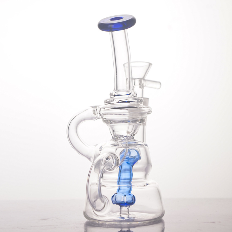 Glass Dab Rig 5.5 Inches Mini Klein Recycler Rig Double Handle