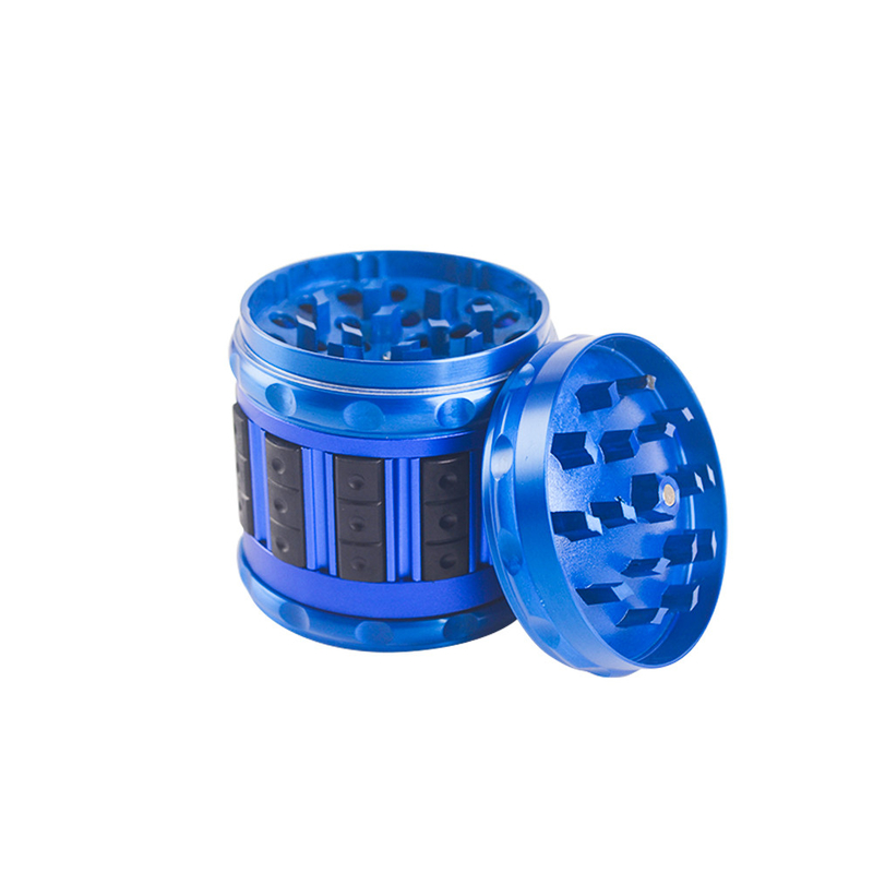 62mm Non Slip Design Herb Grinder Magnetic Cover Blue Color