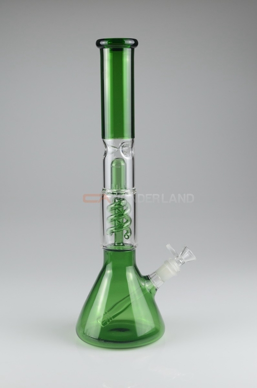 Green Conical Flask Base Smoking Water Pipe With Coil Showerhead