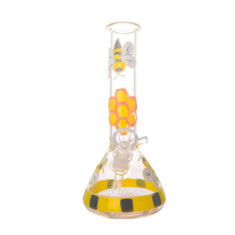 Yellow Honeybee Glass Beaker Bong Straight Glass Bong 8 Inches
