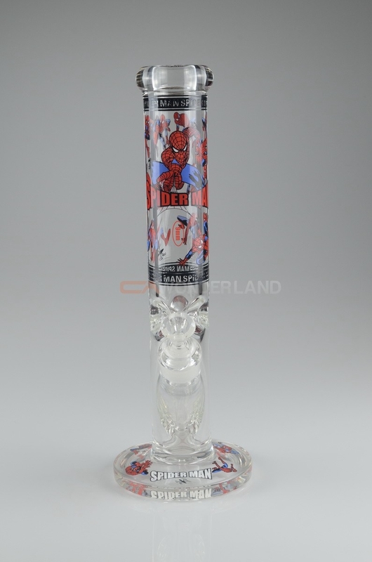 Spider Man High Borosilicate Straight Tube Bong Hookah Glass Water Pipe