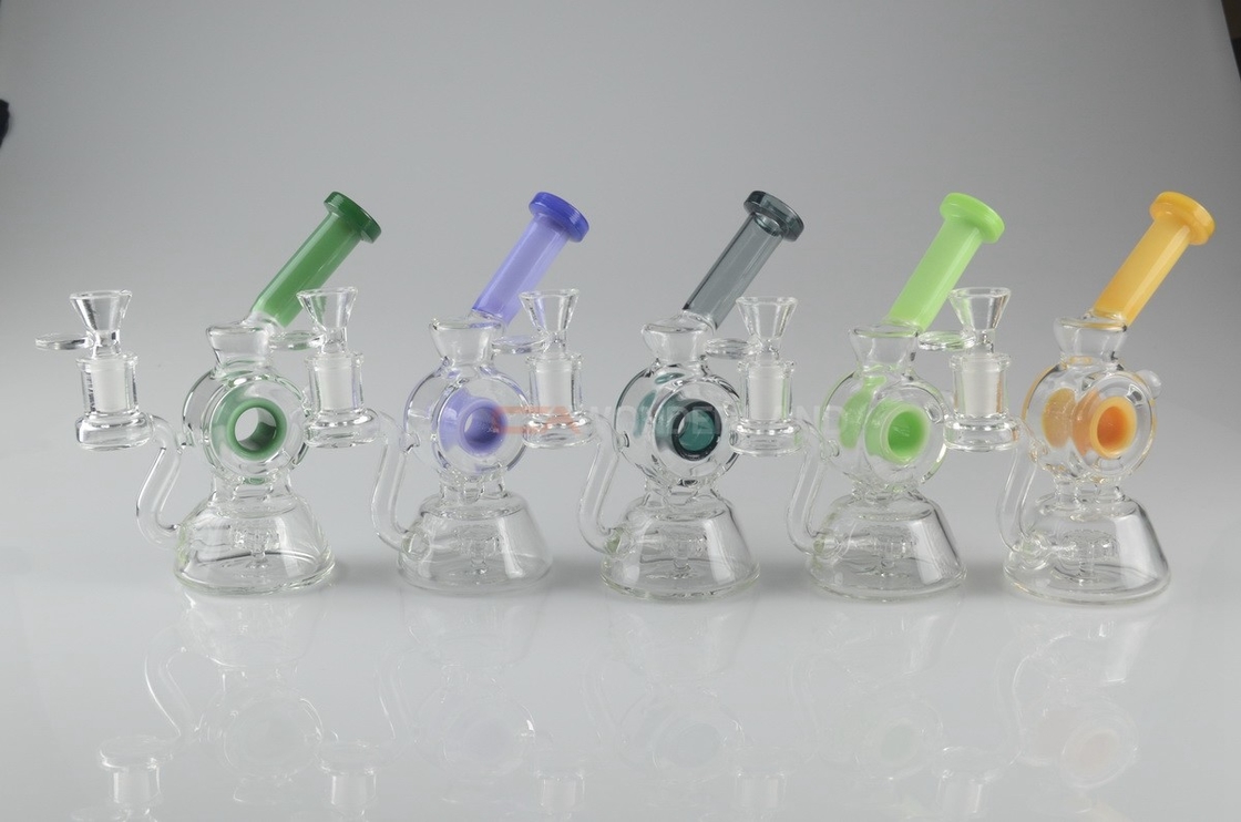 6.7 Inch Mini Size Glass Dab Rig Large Ring And Doughnut Glass Bong