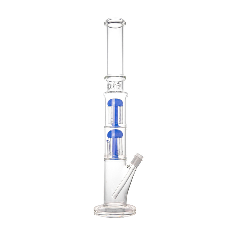 18mm Female Straight Tube Smoking Glass Bong Double Mushrooms 21.5 Inches